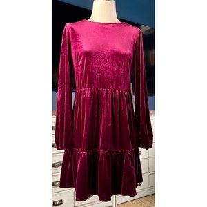 Anthropologie Tiered Velvet Mini Dress S
